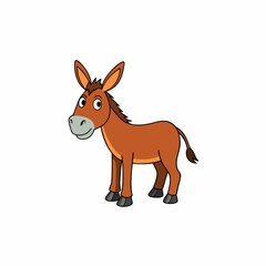 mule isolated on white, mule vector illustration, animal vector art, mule silhouette, pet vector icon, donkey cartoon line art, eps