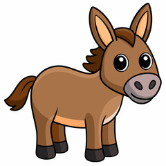 mule isolated on white, mule vector illustration, animal vector art, mule silhouette, pet vector icon, donkey cartoon line art, eps