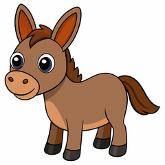 mule isolated on white, mule vector illustration, animal vector art, mule silhouette, pet vector icon, donkey cartoon line art, eps