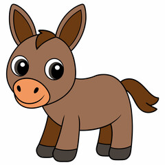 mule isolated on white, mule vector illustration, animal vector art, mule silhouette, pet vector icon, donkey cartoon line art, eps