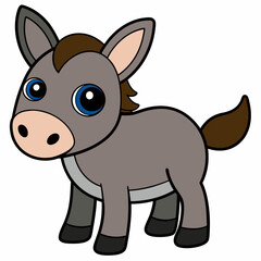 mule isolated on white, mule vector illustration, animal vector art, mule silhouette, pet vector icon, donkey cartoon line art, eps