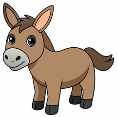 mule isolated on white, mule vector illustration, animal vector art, mule silhouette, pet vector icon, donkey cartoon line art, eps