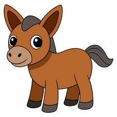 mule isolated on white, mule vector illustration, animal vector art, mule silhouette, pet vector icon, donkey cartoon line art, eps