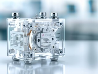 Obraz premium Detailed Close up Shot of Robust Electrical Circuit Breaker with Safety Features