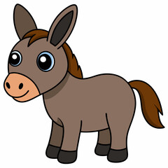 mule isolated on white, mule vector illustration, animal vector art, mule silhouette, pet vector icon, donkey cartoon line art, eps