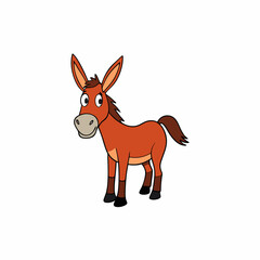 mule isolated on white, mule vector illustration, animal vector art, mule silhouette, pet vector icon, donkey cartoon line art, eps
