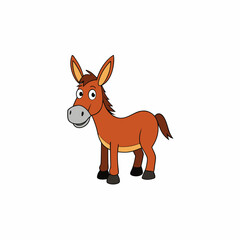 mule isolated on white, mule vector illustration, animal vector art, mule silhouette, pet vector icon, donkey cartoon line art, eps