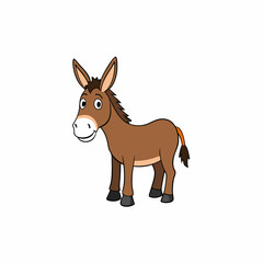 mule isolated on white, mule vector illustration, animal vector art, mule silhouette, pet vector icon, donkey cartoon line art, eps