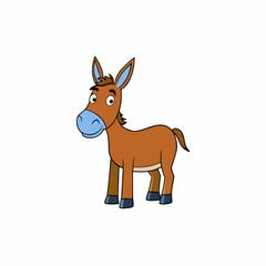 mule isolated on white, mule vector illustration, animal vector art, mule silhouette, pet vector icon, donkey cartoon line art, eps