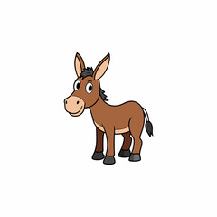 mule isolated on white, mule vector illustration, animal vector art, mule silhouette, pet vector icon, donkey cartoon line art, eps