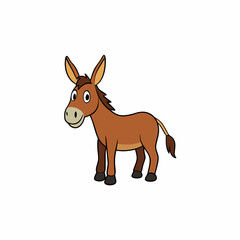 mule isolated on white, mule vector illustration, animal vector art, mule silhouette, pet vector icon, donkey cartoon line art, eps
