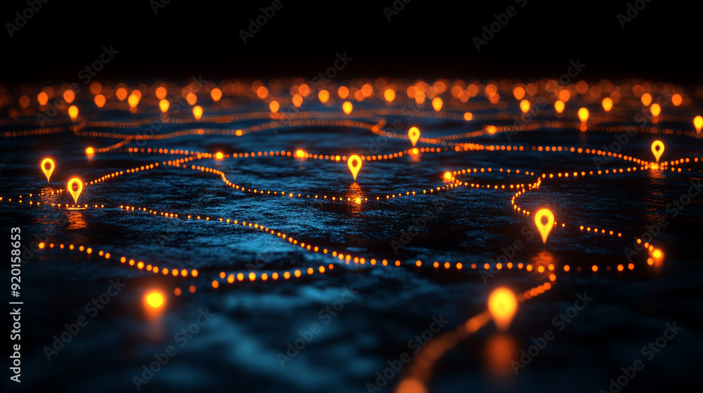 Poster social network illustration with interconnected dots symbolizing community connections, unity, and c