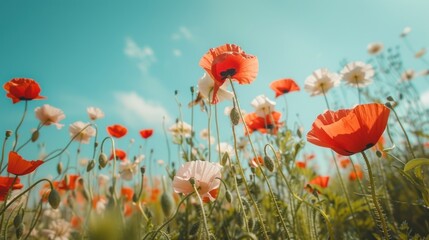 Obraz premium Poppy Field in the Sunshine