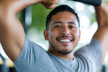 Obraz premium Hispanic athlete male effort to exercise for health and fitness vitality