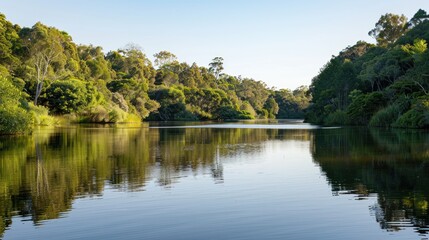 Fototapeta premium Serene River Reflections