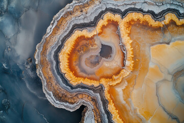Obraz premium Close up shot stone texture with ore layer, Rock layer with different kind of mineral.