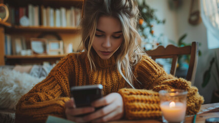 スマホを使う若い女性