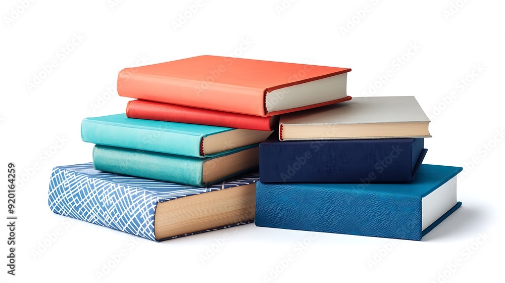 Poster stack of books with different colors and patterns