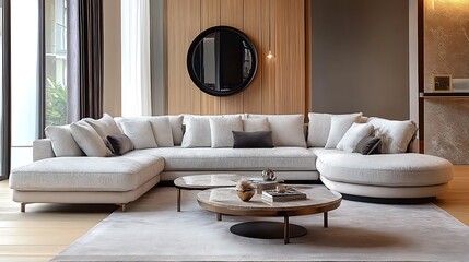 Modern Living Room Interior Design with Sectional Sofa