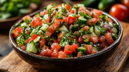 Vibrant Turkish Shepherd Salad. Fresh and colorful culinary delight