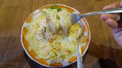 delicious traditional Javanese noodles with creamy soup