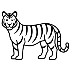 Tiger isolated on white,  Tiger vector illustration,  animal vector art,  Tiger silhouette,  pet vector icon,  lion cartoon line art, eps