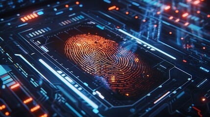 A secure login interface displaying a digital fingerprint scanner, enhancing authentication security for user accounts