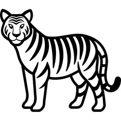 Tiger isolated on white,  Tiger vector illustration,  animal vector art,  Tiger silhouette,  pet vector icon,  lion cartoon line art, eps