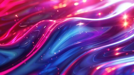 Abstract Digital Art with  Glossy Waves and Glowing Lights