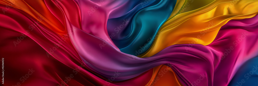 Aufkleber multicolored silk fabric flowing and forming abstract shapes
