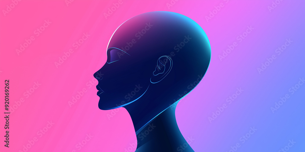 Poster Artificial intelligence is dreaming on gradient background