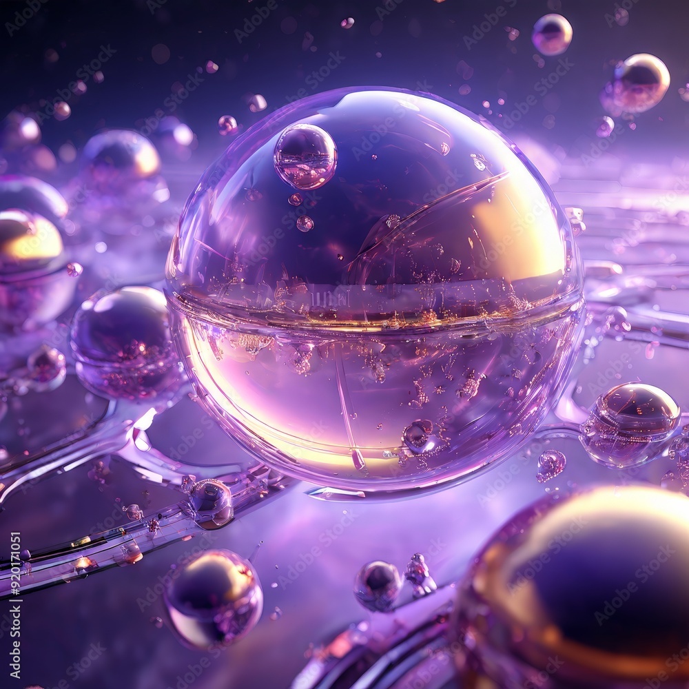 Poster sphere with many spheres floating in it