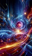 Fractal realms of glowing energy and swirling motion, showcasing a vibrant, abstract design in a futuristic space25