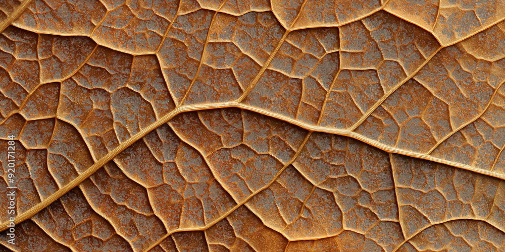 Poster Close up macro photography showing the details and texture of a dried leaf