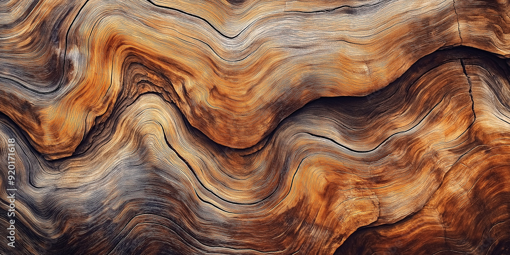 Aufkleber Wavy texture of old wood creating abstract pattern