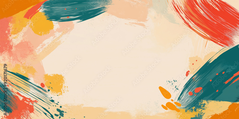 Poster Abstract background with colorful brush strokes creating copy space