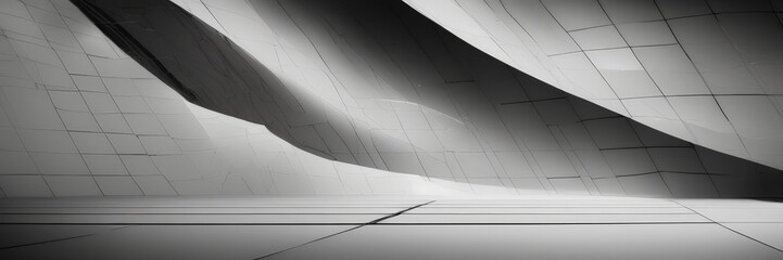 black and white room with wall