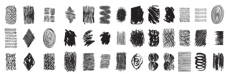 doodle hand drawn set scribble brushes ink lines textures scribbles pen hatching scratch vector