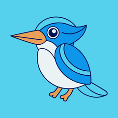 Kingfisher bird icon vector line art illustration
