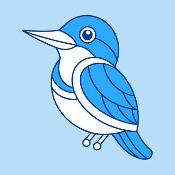 recommend clip art: Kingfisher bird icon vector line art illustration
                    