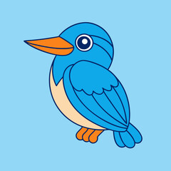 Kingfisher bird icon vector line art illustration
