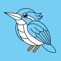 Kingfisher bird icon vector line art illustration
