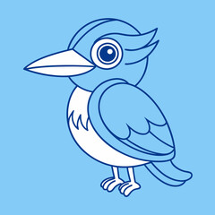 Kingfisher bird icon vector line art illustration

