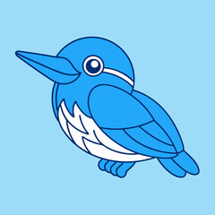 Kingfisher bird icon vector line art illustration
