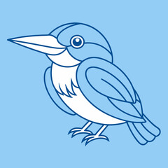 Kingfisher bird icon vector line art illustration
