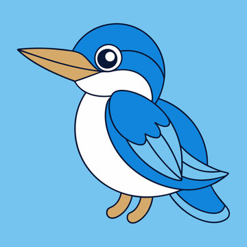 recommend clip art: Kingfisher bird icon vector line art illustration
                    