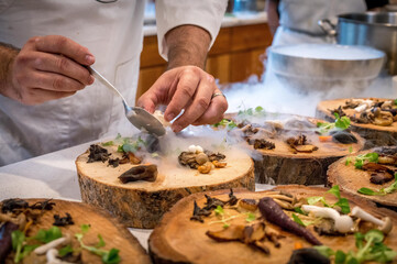 chef preparing food in restaurant