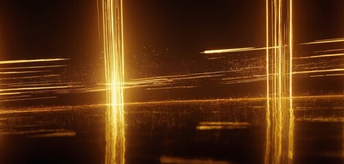 yellow light streaks across black surface