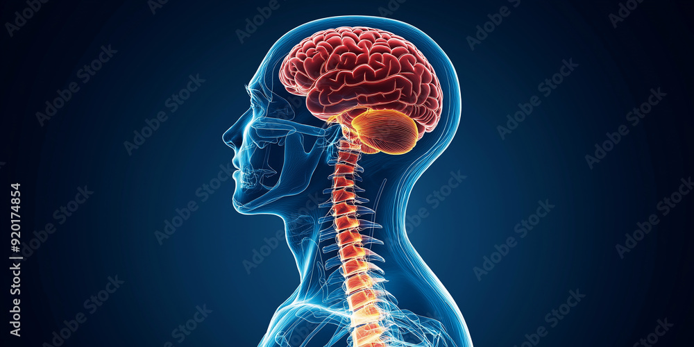 Aufkleber human brain and spinal cord showing nervous system anatomy