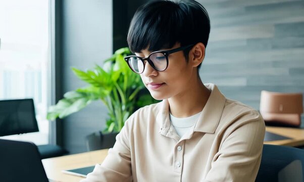 Confident Professional Analyzing Solana Data in Co-Working Space